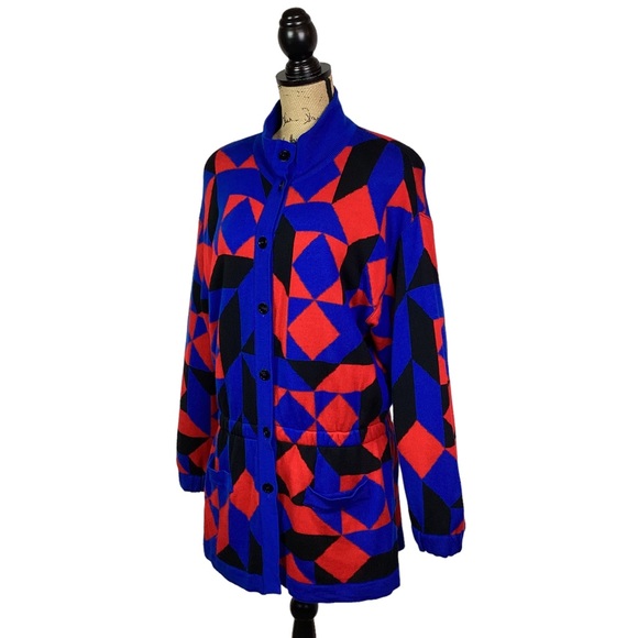 ESCADA by Margaretha Key Merino Wool Sweater Dress Germany Aztec - Picture 3 of 15